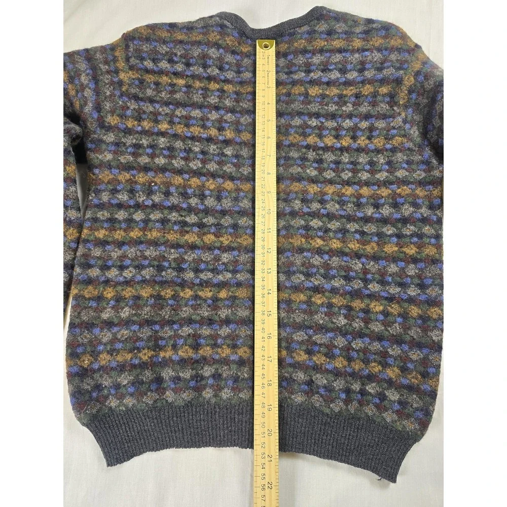Tricots St. Raphael Sweater Mens Medium Gray Merino Wool Geometric Knit Pullover